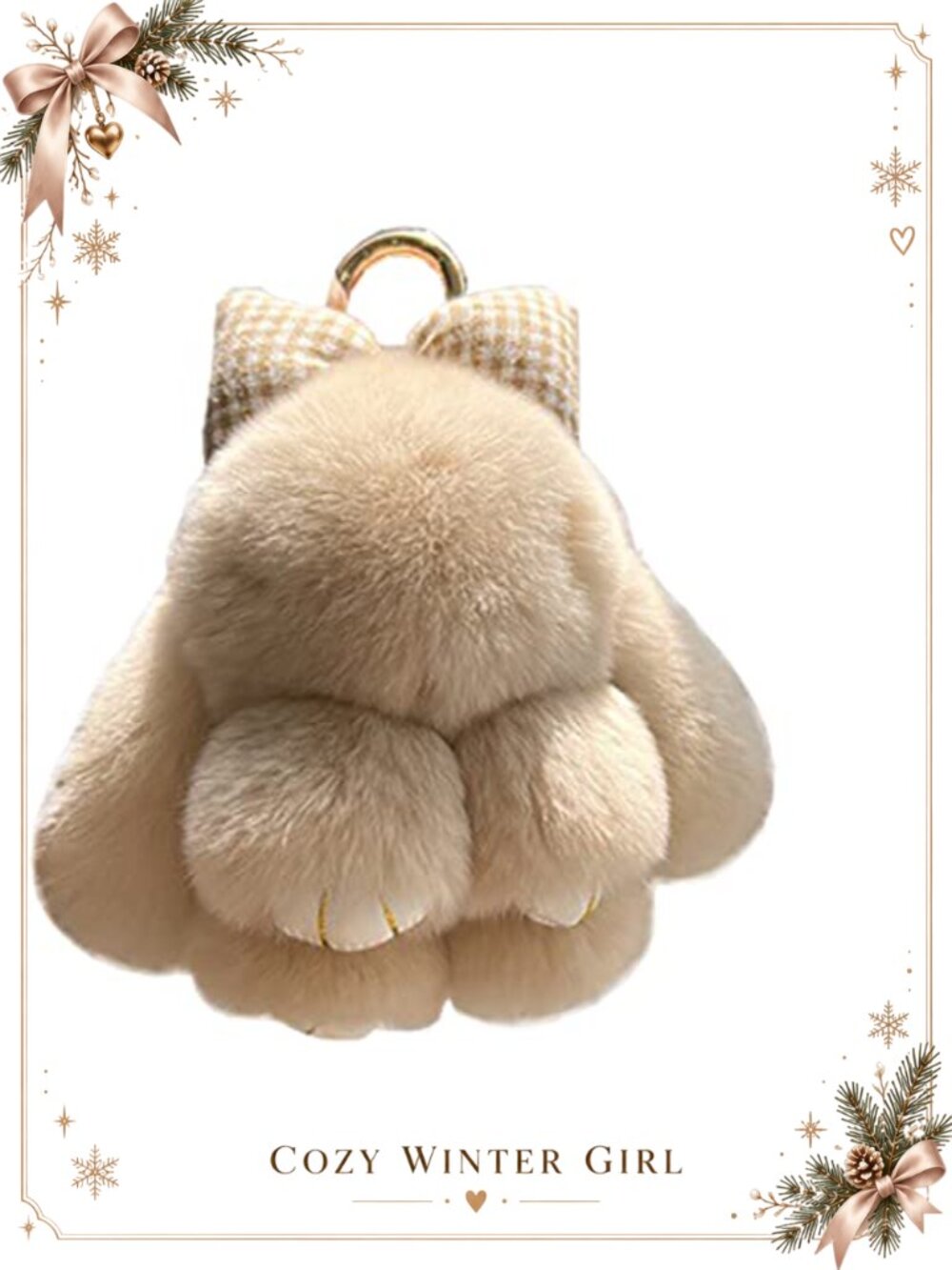 Faux Fur Bunny Keychain Plush Rabbit Keyring Fluffy Pompom Bag Charm